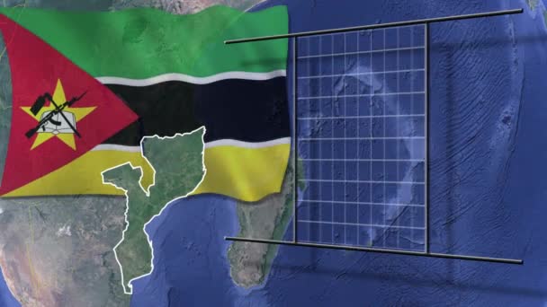 世界の旗と地図アニメーションの状態 — ストック動画