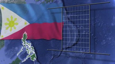 Dünya bayrağı ve harita animasyonu