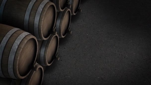 Animation Room Full Wine Barrels — Stock Video