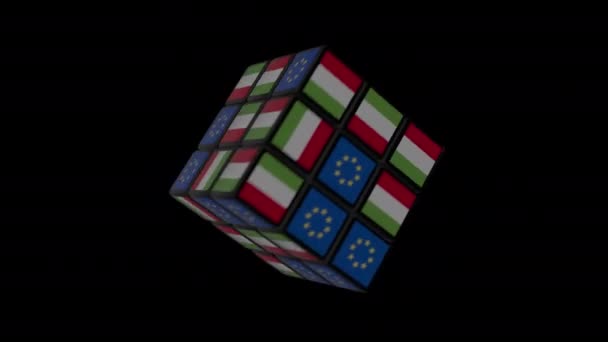 Rubik Tärning Animation Stater Kontrast — Stockvideo
