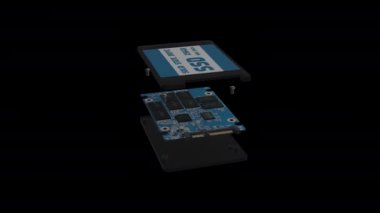 SSD 'nin 3B canlandırması (Solid-state drive)