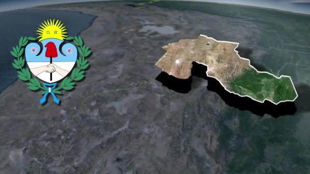 Arjantin Idari Bölümleri Jujuy Whit Silah Canlandırma Haritası — Stok video