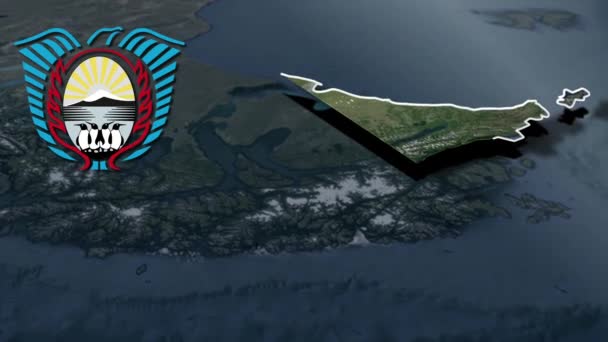 Divisioni Amministrative Argentina Tierra Del Fuego Con Mappa Degli Stemmi — Video Stock