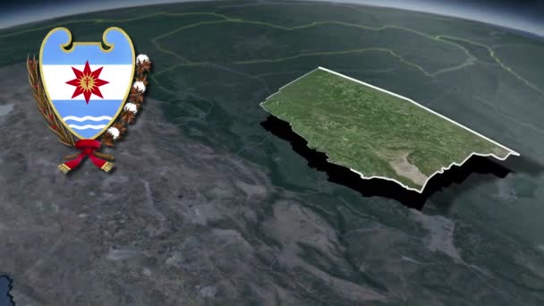 Административное Деление Аргентины Карта Анимации Герба Сантьяго — стоковое видео