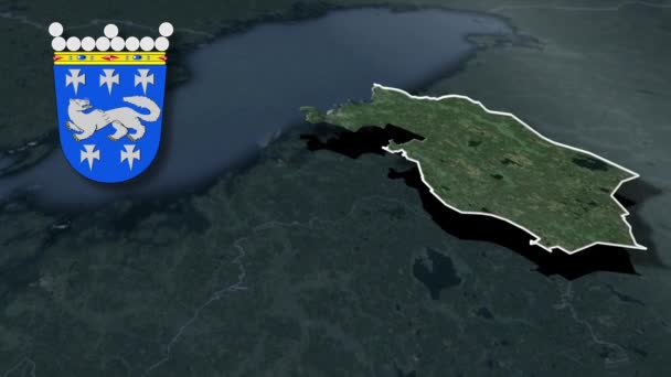 Regions Finland Central Ostrobothnia Whit Coat Arms Animation Map — Stock Video