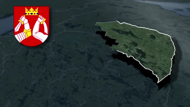 Regions Finland North Karelia Whit Coat Arms Animation Map — 图库视频影像