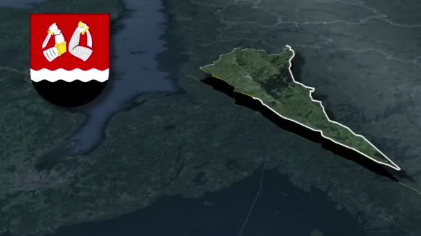 Regiões Finlândia Sul Carélia Com Brasão Armas Mapa Animação — Vídeo de Stock