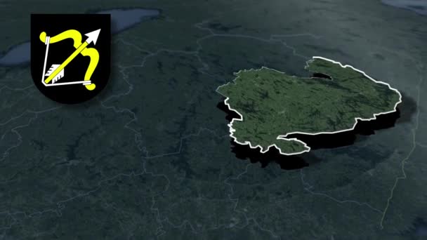 Regionen Finnlands Südsavonien Mit Wappenanimationskarte — Stockvideo