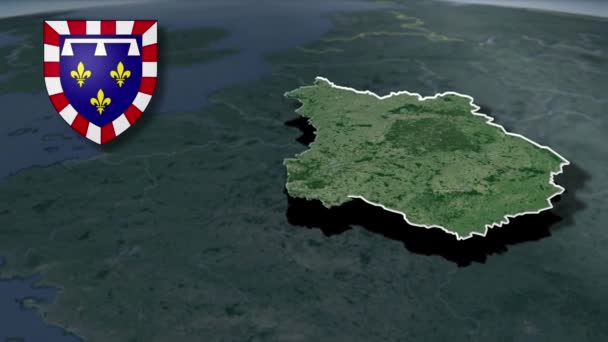 Regio Van Frankrijk Centre Val Loire Whit Wapen Animatie Kaart — Stockvideo