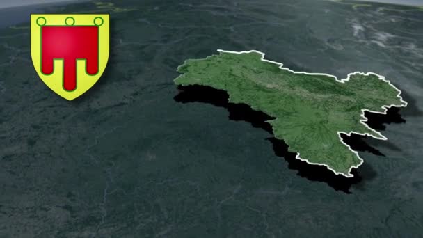 Regions France Auvergne Whit Coat Arms Animation Map — Stock Video