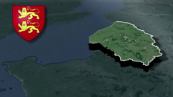 Regions France Upper Normandy Whit Coat Arms Animation Map — Stock Video