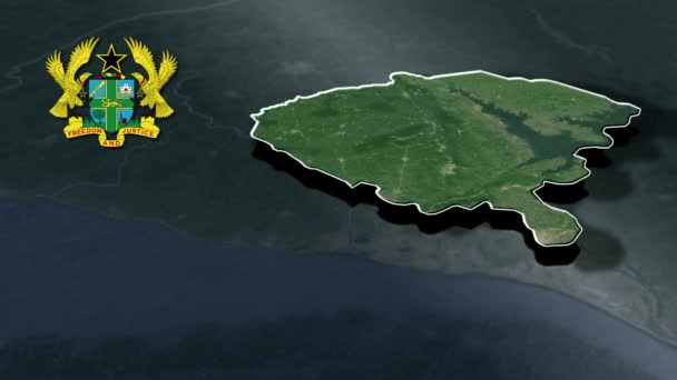 Regiony Ghany Mapa Geograficzna — Wideo stockowe