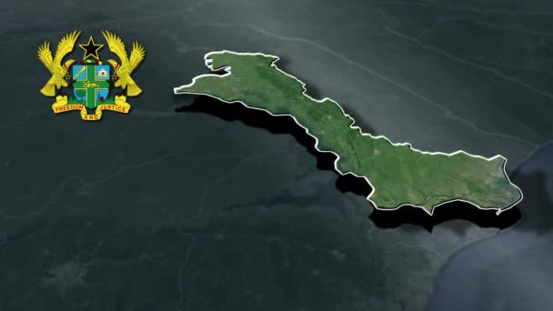 Zeměpisná Mapa Regionů Ghana — Stock video