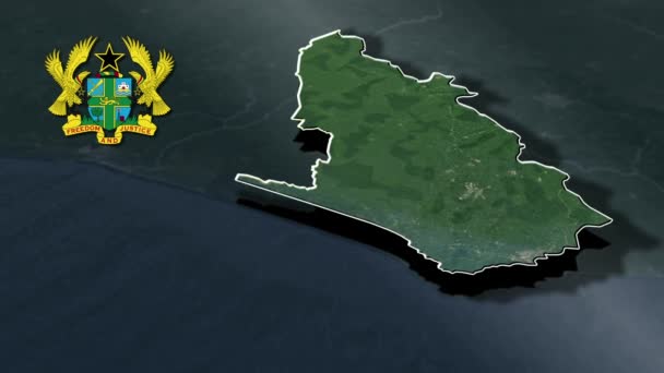 Mapa Geográfico Das Regiões Gana — Vídeo de Stock
