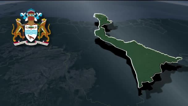 Geografische Kaart Van Regio Guyana — Stockvideo
