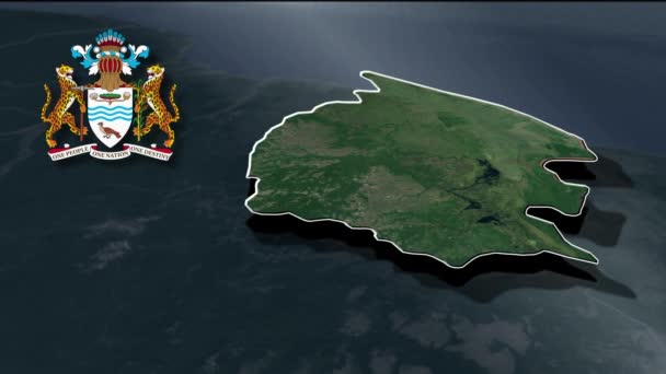 Regions Guyana Geographic Map — Stock Video