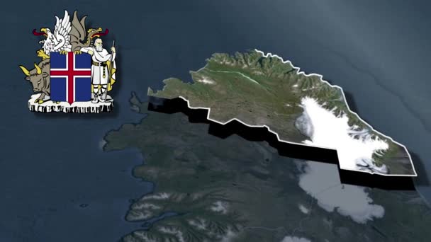 Regione Islanda Regione Orientale Con Stemma Mappa Dell Animazione — Video Stock