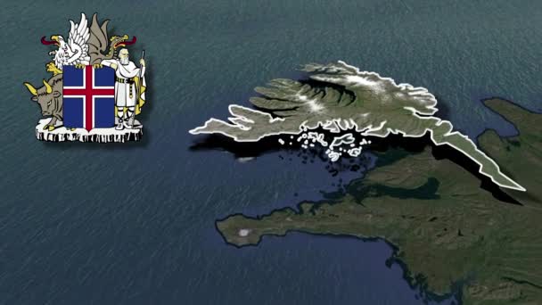 Regiones Islandia Westfjords Whit Mapa Animación Escudo Armas — Vídeos de Stock