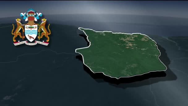 Mapa Geográfico Das Regiões Guiana — Vídeo de Stock