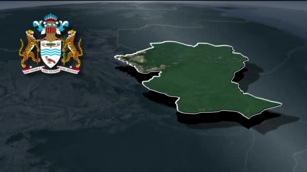 Regioni Della Guyana Carta Geografica — Video Stock