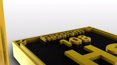 Elementlerin Periyodik Tablosu - hassium - Hs - beyaz arkaplanda 3d animasyon modeli