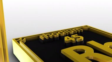 Beyaz zemin üzerinde periyodik Elementler Tablosu - rodyum - Rh - 3d animasyon modeli
