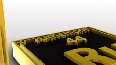 Periyodik Elementler Tablosu - rutenyum - Ru - beyaz arkaplan üzerinde 3d animasyon modeli