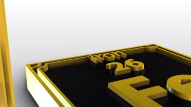 Beyaz zemin üzerinde periyodik Elementler Tablosu - Demir - Fe- 3d animasyon modeli