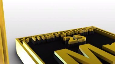 Beyaz arka planda periyodik elementler tablosu - manganez - Mn-3d animasyon modeli