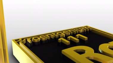 Beyaz zemin üzerinde periyodik Elementler Tablosu - oentgenium - Ru - 3d animasyon modeli