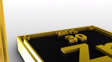 Elementlerin Periyodik Tablosu - çinko - Zn - beyaz arkaplanda 3d animasyon modeli