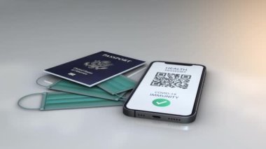 Sağlık Pasaportu - Amerika Birleşik Devletleri - rotasyon - beyaz arka planda 3d animasyon modeli