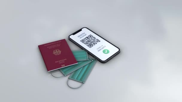 Health Passport ドイツ 回転ズーム 白い背景に3Dアニメーションモデル — ストック動画