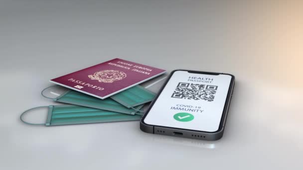 Паспорт Здоровья Италия Ротация Анимационная Модель Белом Фоне — стоковое видео