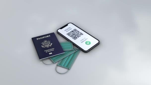 Health Passport Estados Unidos América Zoom Rotación Modelo Animación Sobre — Vídeo de stock