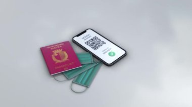 Sağlık Pasaportu - MALTA - döndürme yakınlaştırması - beyaz arka planda 3d animasyon modeli