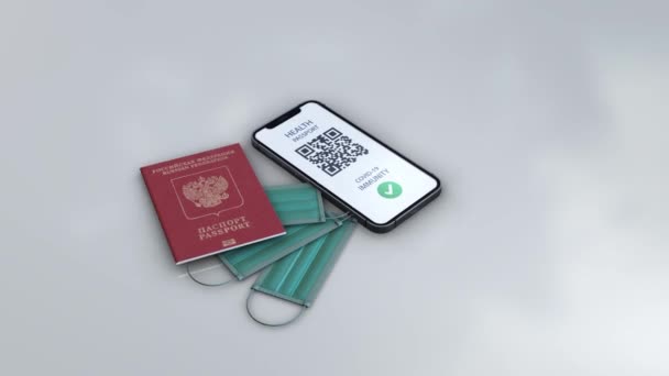 Health Passport Federación Rusa Zoom Rotación Modelo Animación Sobre Fondo — Vídeo de stock