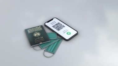 Sağlık Pasaportu - Cezayir - döndürme zoom - beyaz arka planda 3d animasyon modeli