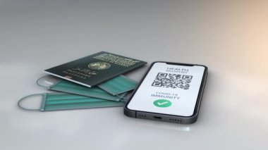 Sağlık Pasaportu - Cezayir - rotasyon - beyaz arka planda 3D animasyon modeli