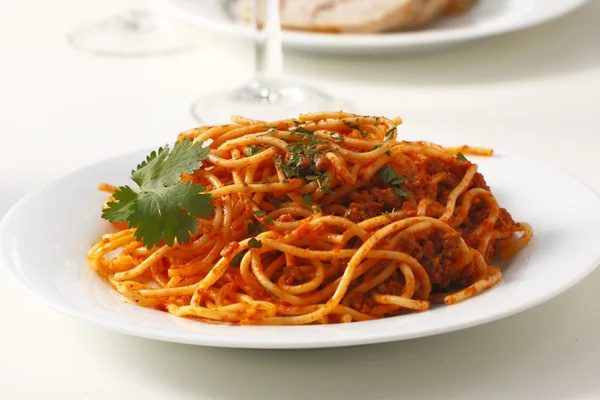 Spaghetti bolognese on a plate — Stock Photo, Image
