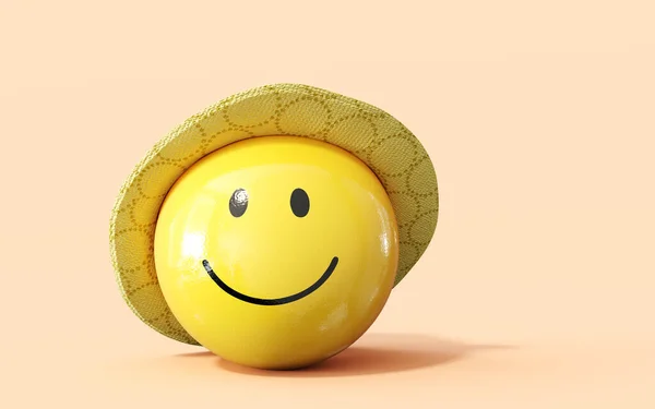 Sonriente Sombrero Sobre Fondo Crema — Foto de Stock