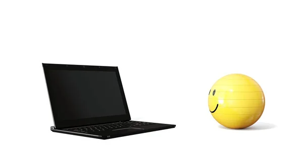 Notizbuch Und Smiley Auf Weißem Hintergrund — Stockfoto