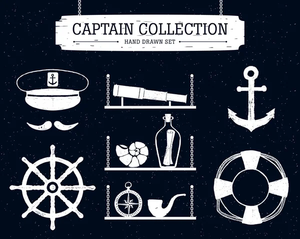 Ручные иконки капитана . — стоковый вектор