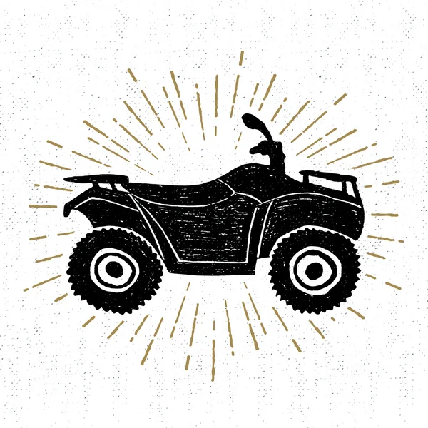 Hand drawn textured icon with quad bike vector illustration — Stock Vector