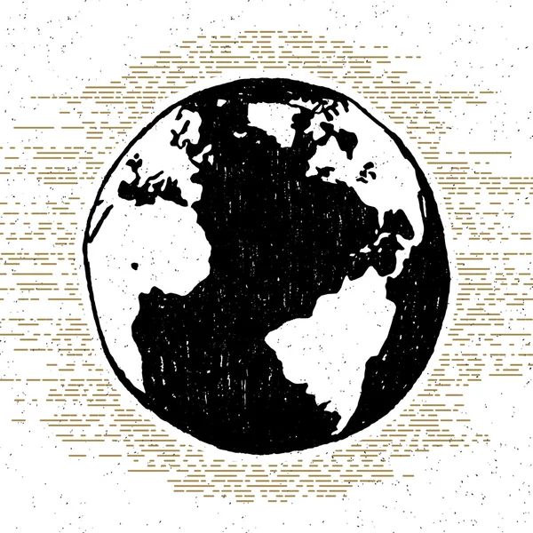 Icône texturée dessinée à la main avec illustration vectorielle planète Terre — Image vectorielle