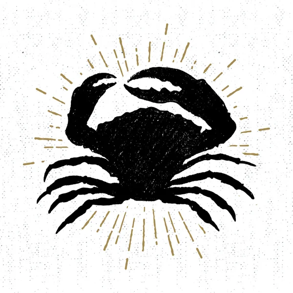 Icono texturizado dibujado a mano con ilustración de vectores de cangrejo — Vector de stock