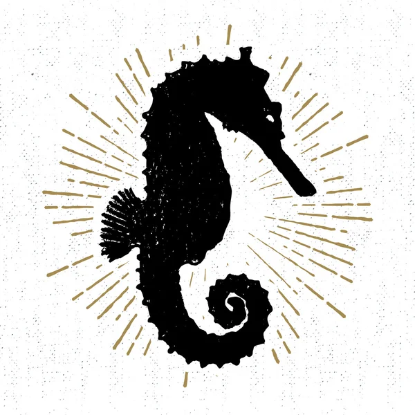 Hand drawn textured icon with seahorse vector illustration Royalty Free Stock Illustrations