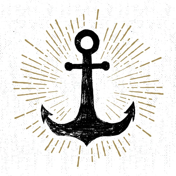 El vintage simgesi dokulu çapa vektör çizim ile çekilmiş