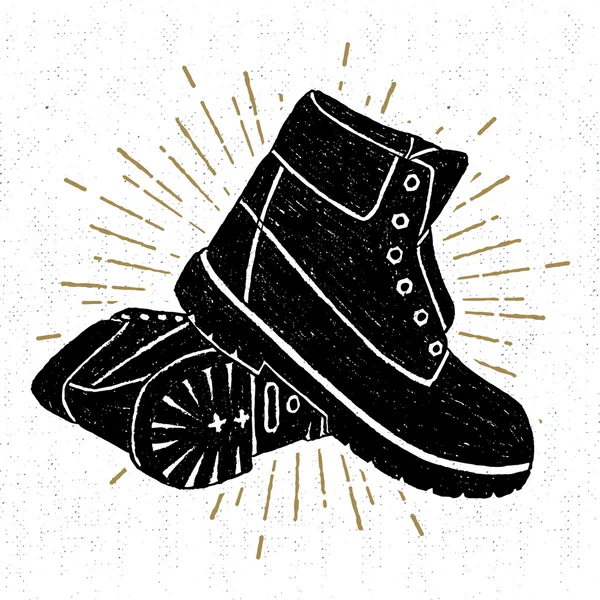 Botas texturizadas dibujadas a mano vector ilustración — Vector de stock