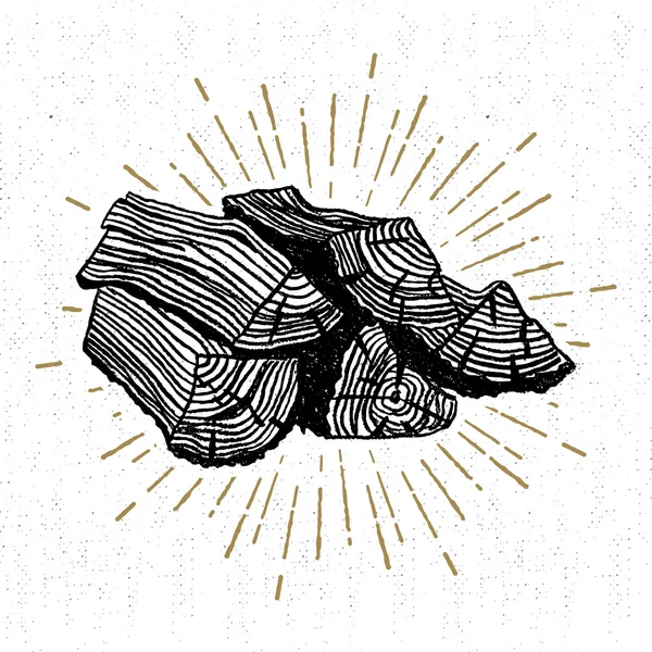 Hand getekend icoon met een geweven hout stapel vectorillustratie — Stockvector